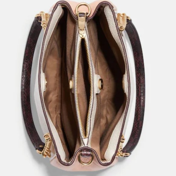 NWT Coach Cammie Chain Bucket Bag Colorblock shoulder|crossbody gold/white - Picture 3 of 6